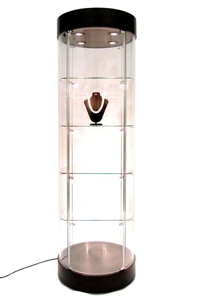 Black Round Tower Display Case MM-SC-RT-24R