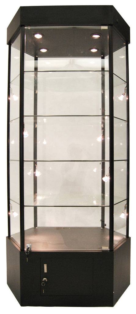 Black Hexagonal Tower Display Case MM-SC-WL35BK