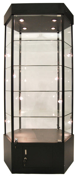 Black Hexagonal Tower Display Case MM-SC-WL35BK